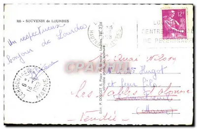 Lourdes — Ricordo di Lourdes — Ed. P. DOUCET & Place Permale — Verso