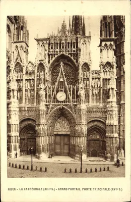 Rouen - La Cathédrale (XIIIe S.) - Grand Portail, Porte Principale (XVIe S.)