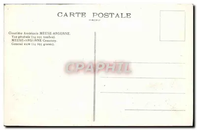Cemitério Americano Meuse-Argonne — Vista geral (14 095 túmulos) — Carte postale — Verso