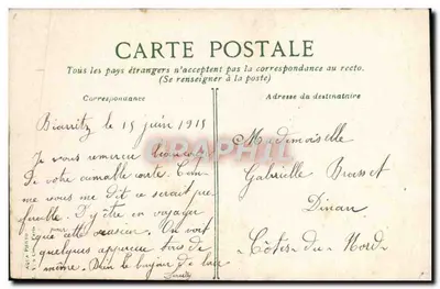 Biarritz - Os Banhos de Mar — editor V. & L. Pinto, número de série não visível — Verso