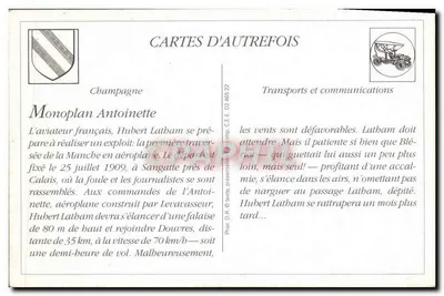 M. H. Latham sobre Monoplan Antoinette, em seu posto de voo — Livraria Militar Guérin, Mourmelon — Verso