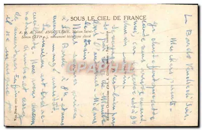 Angoulême — Huis Saint-Simon (16e eeuw) — Edities Charentaises d'Art, A. Gilber — Achterkant