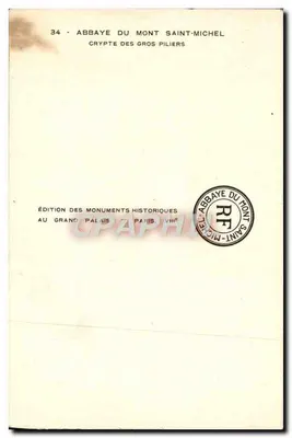 Abadia do Monte-Santo-Mihiel — Cripta dos Grandes Pilares — Édition des Monuments Historiques — Verso