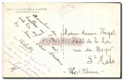 Lagos de Alfeld e de Sewen vistos do Ballon d'Alsace — Edição La Cigogne, Strasbourg — Verso