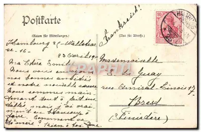 Rathaus e Monumento ao Imperador Wilhelm — Saudações de Hamburgo — Verso