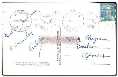 Arcachon — Widok na Wielki Hotel i port — Wydawnictwo L. Chatagneau — Rewers