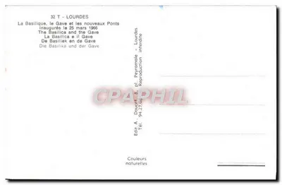 Lourdes — Bazylika, Gave i nowe mosty — Wyd. A. Doucet, pl. Peyramale — Rewers