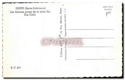 Falisy Dieppe — widok z zachodniej przylądki — Wydawnictwo Art Martel, Paryż — Rewers