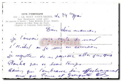 Monte Saint-Michel — vista do lado leste — editor Loÿ, n° 182 — Verso