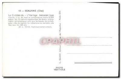 Beauvais — Astronomiczny zegar — C. REANT, Wydawca, Paryż — Rewers