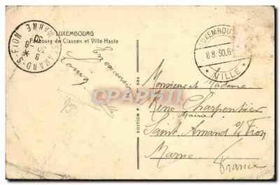 Viaducto de la Meuse en Luxemburgo — vista panorámica — Edición P. N° 503 — Reverso