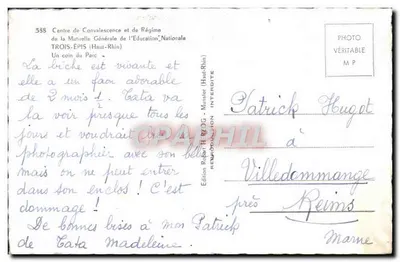 Um canto do Parque — Três-Epis (Haut-Rhin) — Edição Robert H. R. G. (Munster) — Verso