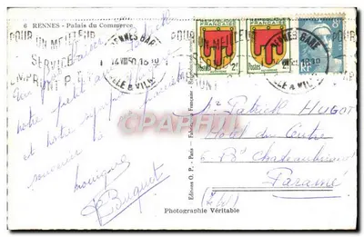 Pałac Handlowy w Rennes — widok panoramiczny — Wydawnictwo O.P. Paris — Rewers