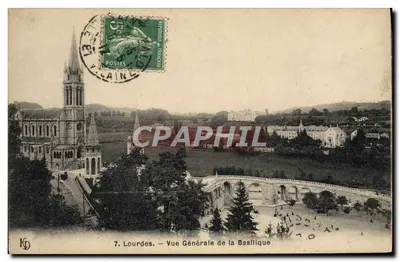 Lourdes — General View of the Basilica — publisher KD, no. 7