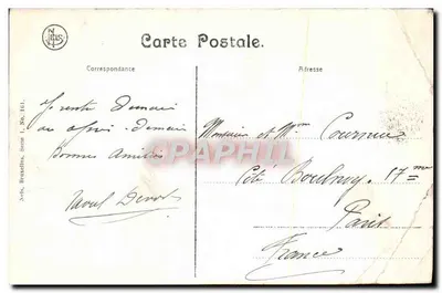 Bilhete postal antigo Bruxelas Parque Josephat L'etang — Verso