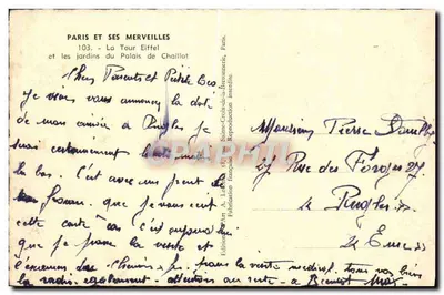 A Torre Eiffel — Paris — Edição A. Lebègue, Paris — Verso