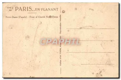 Notre-Dame de París — Fachaleta — Edición de Arte YVON — Reverso