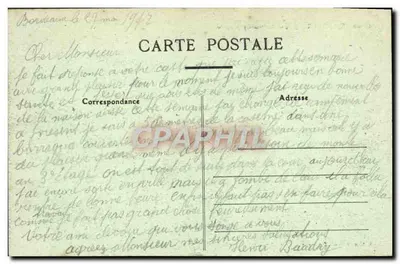 Bordeaux — Cours de Tourny (Entrada) — A. Hue, editor, Bordeaux — Verso