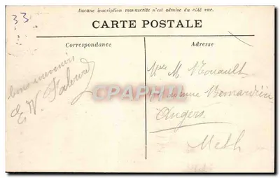 Stara pocztówka Bordeaux Hotel de Bordeaux Place de la Comedie — Rewers