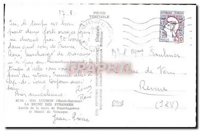 Zwroty drogi do Superbagnères — Massif de Vénasque — Wydawnictwo Théomac, Luchon — Rewers