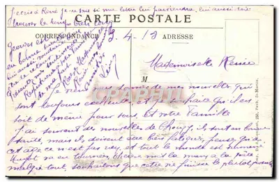 Érches (Somme) — A Igreja destruída — HUBETY, Paris — Verso