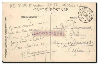 Stara pocztówka Amiens Gare du Nord — Rewers
