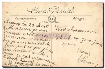 Amiens — Katedra i ogólny widok — Vise Paris n° 97 — LL — Rewers