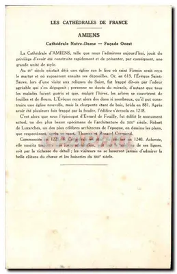 Amiens (Somme) — Katedra Najświętszej Panny Marii (Fronton Zachodni) — Kolekcja Kolarsine i Solution Pautaubege — Rewers