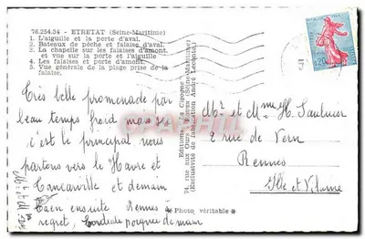 Etretat — Ogólny widok i zabytkowe miejsca — Wydawnictwo Ours (Claque) — Rewers