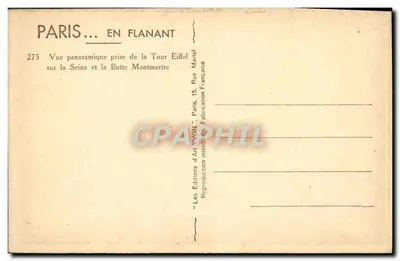 Paryż... w Spacerze — Widok panoramiczny z Wieży Eiffla na Seinie i Butte Montmartre — Les Éditions d'Art Yvon, Paryż — Rewers
