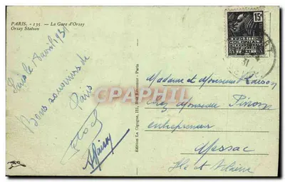 Cartolina d'epoca Parigi La Stazione D'Orsay — Verso
