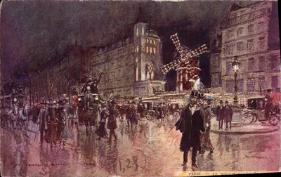 Paris — Le Moulin-Rotary — scène nocturne avec éditeur 'Georges Laroche' et n° de série 1,28