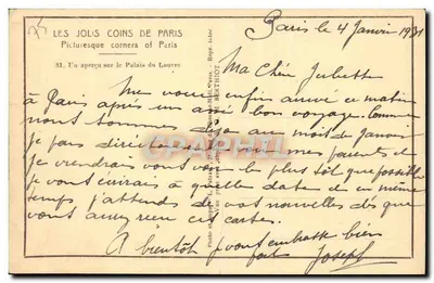 Vue aérienne du Palais du Louvre — éditeur PAIRAS, n° 81 — Rewers