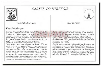 Paris — La Tour Saint-Jacques — Édito-Service SA, D2 465 34 7 — Verso
