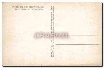 Place de la Concorde — Paris — éditeur André Leconte, n° 1037 — Rewers
