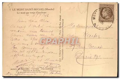 Mont Saint-Michel — czas równonocy — J. Jon, n°1 — Rewers