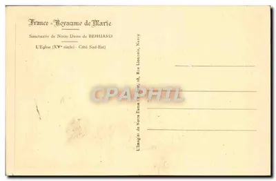 नोट्र-डेम डे बेहुआर्ड के संत स्थान — चर्च (15वीं शताब्दी) — दक्षिण-पूर्व ओर — प्रकाशक: नोट्र-डेम के इमेजरी, 18, रू रियात, नैंसी — पीछे