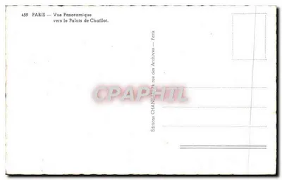 Paryż — Widok panoramiczny w kierunku Pałacu Chaillot — Wydawnictwo Chantal — Rewers