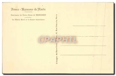 Sanktuarium Najświętszej Maryi Panny z BEHUARD — Nancy — L’Imagerie de Notre-Dame de BEHUARD, 18, Rue Bossi, Nancy — Rewers