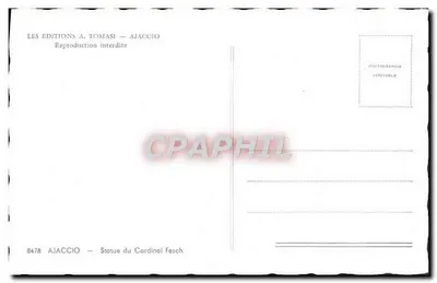 Ajaccio — Estátua do Cardeal Fesch — Les Éditions A. Tomasi — Verso