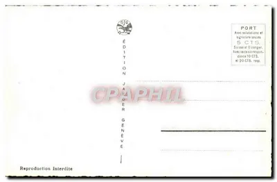 Genewa — widok jeziora z fontanną i jachtami — Wydawnictwo Jäger Genewa n°7043 — Rewers