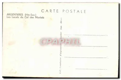 I tornanti del Col des Montets — Argentières (Alta Savoia) — Imp. Combier — Verso