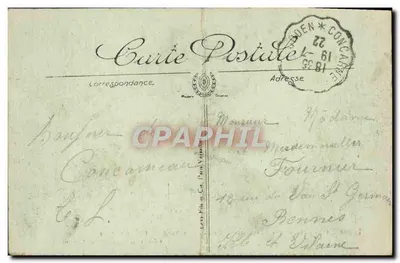 Concarneau — Les Remparts, La Tourelle Nord, L'Arrière-Port, Les Quais d'Aiguillon et Carnot — éditeur L.I. — Verso