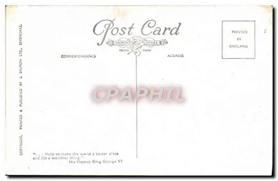 Buckingham Palace, Londyn — widok z pomnikiem Królowej Victoria — wydawca A. Salmon Ltd. n° 4728 — Rewers