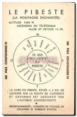 Le Pibeste — Belo mirante dos Pirineus — Editor não identificado, número de série não visível — Verso