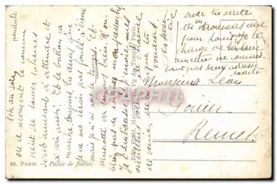 Paris — Palácio de Justiça e Pont du Change — Ed. Etabl. Malculat, n°26 — Verso