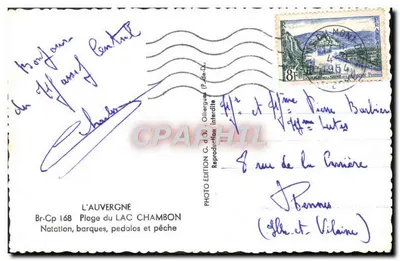 Playa del Lago Chambon — Auvergne — Edición G. d'O. — Reverso