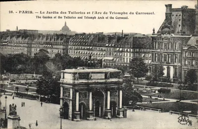 Paris — O Jardim das Tuileries e o Arco do Triunfo do Carrousel — Phototypie La Belle