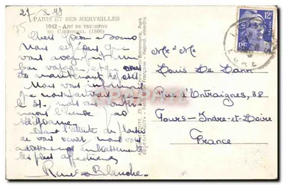 Arc de Triomphe du Carrousel — Paryż — Wyd. Guy, nr 1042 — Rewers