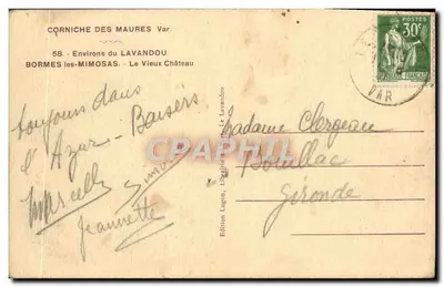 Bormes-les-Mimosas — Stary Zamek — Wydawnictwo Lugon, Le Lavandou — Rewers